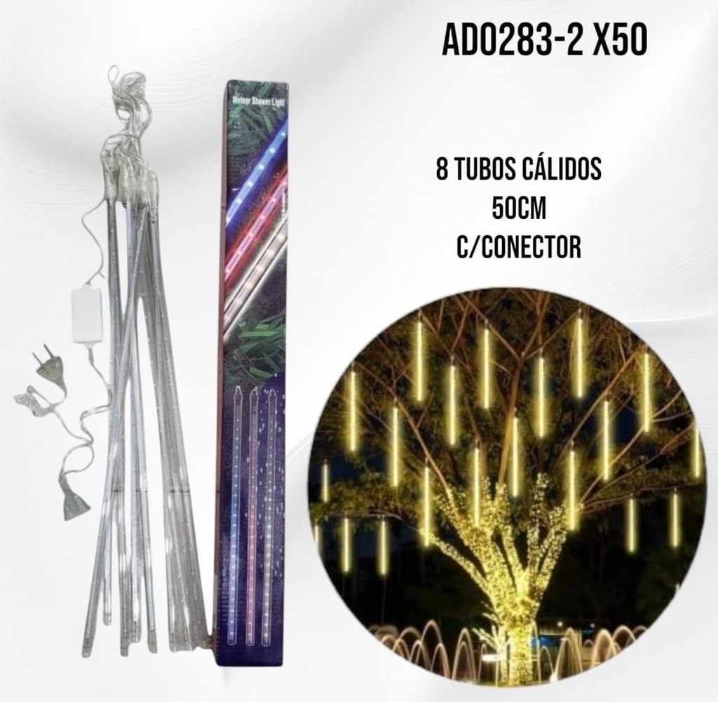 TUBOS LED X8 DE 50CM BLANCO CALIDO Y MULTICOLOR C/ CONECTOR AD0283 EN CAJA