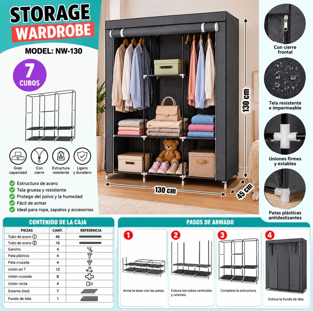 ORGANIZADOR DE ROPA CON CIERRE NW-130 STORAGE WARDROBE 513353