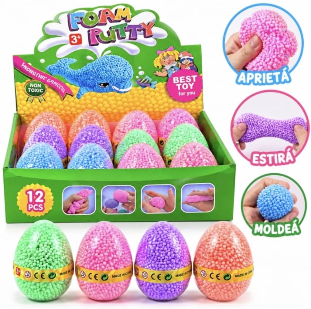 SLIME DE PELOTITAS DE COLOR EN HUEVO FOAM PUTTY