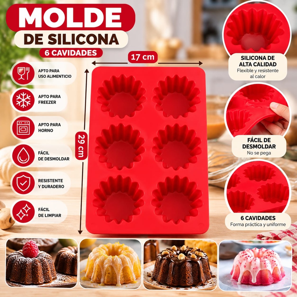 MOLDE DE SILICONA PARA MUFFINS X8 KC58043 26X17CM