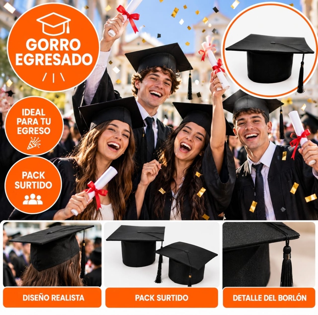 SOMBRERO DE EGRESADO NEGRO 26-576