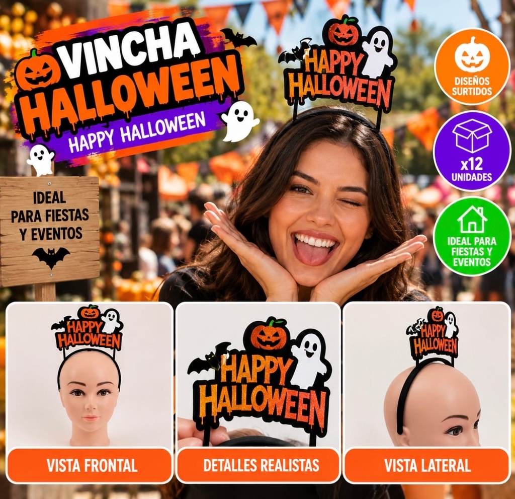 VINCHA GOMA EVA HAPPY HALLOWEEN 2510-162