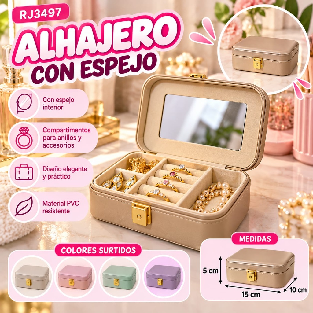 ALAJERO RECTANGULAR MEDIANO C/ ESPEJO 15X5CM RJ3497