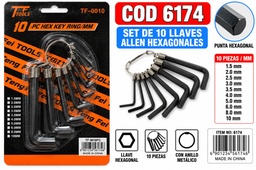 LLAVE ALIEN BLISTER X 10 TF TOOLS TF-0010 BLISTER 6174