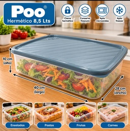HERMETICO RECTANGULAR 8.5 LTS POO CON TAPA DA05