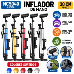 INFLADOR BICI COLORES VARIOS CON PICO NC5040