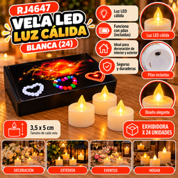[RJ4647] VELA DECORATIVA LED LUZ CALIDA 4.5 CM EN CAJA