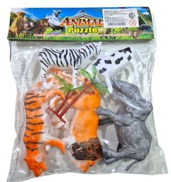 ANIMALES X 5 EN BOLSA CON PLANTA ANIMAL PUZZLE