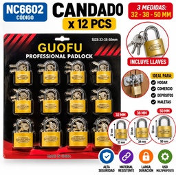 CANDADO X 12 BLISTER 32/38/50 NC6602