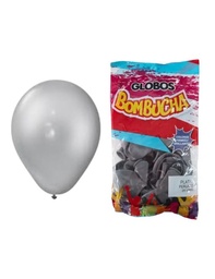 GLOBO BOMBUCHA GRIS PLATA PERLADO 9 `` X 25 UN