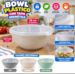 BOWL DE COLOR CON TAPA TRASLUCIDA 4.5 LTS