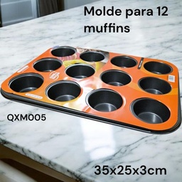 MOLDE PARA MUFFIN X12 ANTIADHERENTE COOL BAZAR QXM005