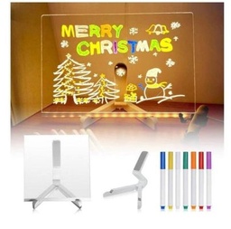 PIZARRA LED MEDIANA CON MARCADORES  30X20CM, PAÑO Y SOPORTE JS-3020 EN CAJA