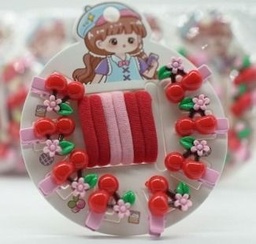 SET X 8 HEBILLAS CHERRY + 6 COLITAS EN CARD 3585 SSTILO
