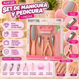 SET DE MANICURA Y PEDICURA X 7 PIEZAS EN CAJA RJ4128
