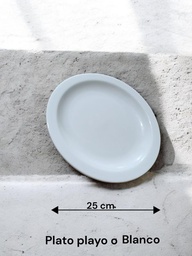 PLATO PLAYO 25 CM CERAMICO BLANCO 1025