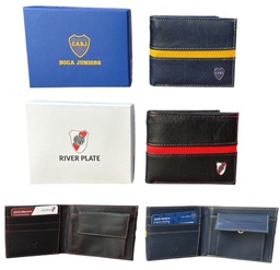 BILLETERA IMPORTADA BOCA/RIVER/AFA EN CAJA BOLSILLO CON BROCHE INTERNO