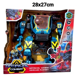 ROBOT DE COMBATE C/ LUZ, SONIDO Y ACCESORIOS EN CAJA 28X27CM