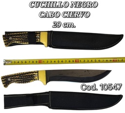 CUCHILLO NEGRO MANGO CIERVO 29CM CON ESTUCHE LY-107