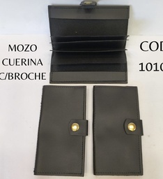 BILLETERA MOZO CUERINA ANCHA CON BROCHE ECO