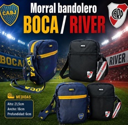 BANDOLERO MORRAL CUADRADO BOCA/RIVER 21.5X16CM BAN-BJ03