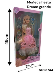 MUÑECA EN CAJA GRANDE 45 CM CON VESTIDO FIESTA GIRL DEAM SD23744