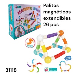 PALITOS MAGNETICOS EXTENDIBLES DIDACTICOS X 26 PCS EN CAJA 31118