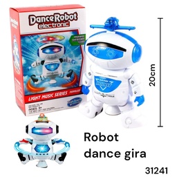 DANCE ROBOT ELECTRONIC EN CAJA GIRA A PILA CON LUZ Y SONIDO 31241