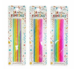 VELAS FINITAS MULTICOLOR DE CUMPLEADOR EN BLISTER X24 ILUMINARTE 850F