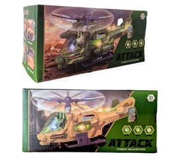 HELICOPTERO MILITAR CON LUZ Y SONIDO ATTACK COMBAT EN CAJA