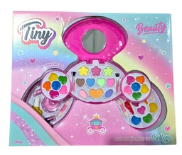 SET DE MAQUILLAJE PASTEL Y GEL CON GLITTER TINY 3 PISOS 3182
