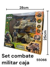 SET DE COMBATE MILITAR CON ELICOPTERO Y MOTO EQUIPO ELITE EN CAJA 55066
