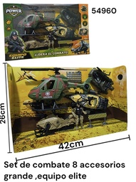 SET DE COMBATE MILITAR 8 ACCESORIOS GRANDE 42X26CM EQUIPO ELITE 54960