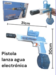 PISTOLA DE AGUA ELECTRICA AUTOMATICA CON SILENCIADOR LUZ LED Y MIRA TELESCOPICA , CARGADOR A BOTON EN CAJA WATER GUN 642