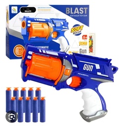 PISTOLA LANZA VENTOSAS X6 TIPO NERF 29X18CM EN CAJA JY-25-179
