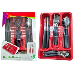 SET DE 25 PCS DE CUBIERTOS C/ PORTA CUBIERTOS EN CAJA