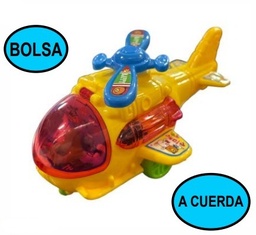 HELICOPTERO A CUERDA CON LUZ 15X8CM EN BOLSA