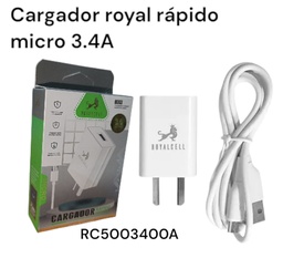CARGADOR RAPIDO ROYALCELL 5.0A IPHONE CABEZAL DOBLE USB RC5005000A