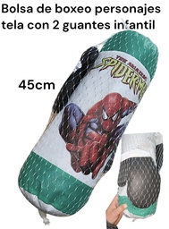 BOLSA DE BOX PERSONAJE TELA EN RED 45 CM CON DOS GUANTES