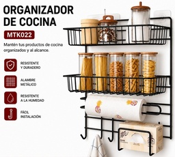 ESTANTE ORGANIZADOR DE COCINA METAL 40X30X14CM MTK022