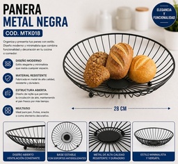PANERA METAL NEGRA 28CM MTK018