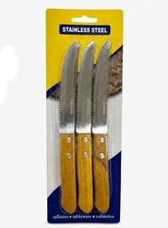 CUCHILLO X6 MANGO MADERA EN BLISTER STAINLESS 2367-1