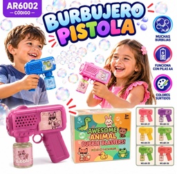 PISTOLA BURBUJERO A PILA CON STICKER AR6002 