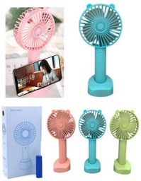 VENTILADOR PORTATIL C/ BASE Y APOYA CELULAR OREJAS DE GATO COLORES VARIOS 21CM 3 VELOCIDADES