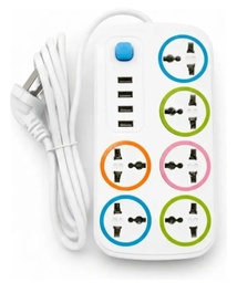 ALARGUE ZAPATILLA 6 TOMAS + 4 USB 1.75 MTS EN BOLSA SOCKET