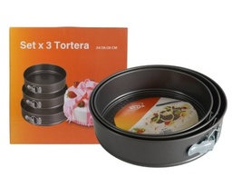 SET X3 TARTERAS DESMONTABLES REDONDAS 24/26/28CM QX010