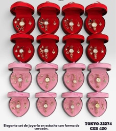 SET RELOJ /ARO /ANILLO Y CADENA CON DIJE EN ALHAJERO CORAZON CON ESPEJO CNW22274