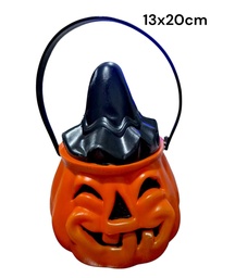CESTO CALABAZA NARANJA CON MANGO 13X20CM