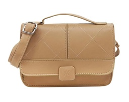 CARTERA AMAYRA MARRON CAMEL C/ AGARRE Y CORREA BOTON CUADRADO 21X18CM 67.C2987.3