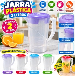 JARRA 2 LTS TRANSPARENTE TAPA COLOR PLASTICO DA230